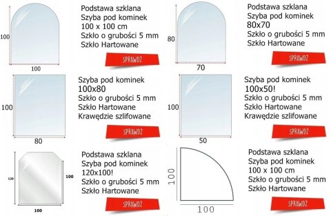 Podstawa szklana hartowana - szyba pod Piec lub Kominek 60x40 cm CZARNA