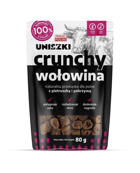 UNISZKI Crunchy wołowina - Pietruszka Pokrzywa 80g naturalna przekąska